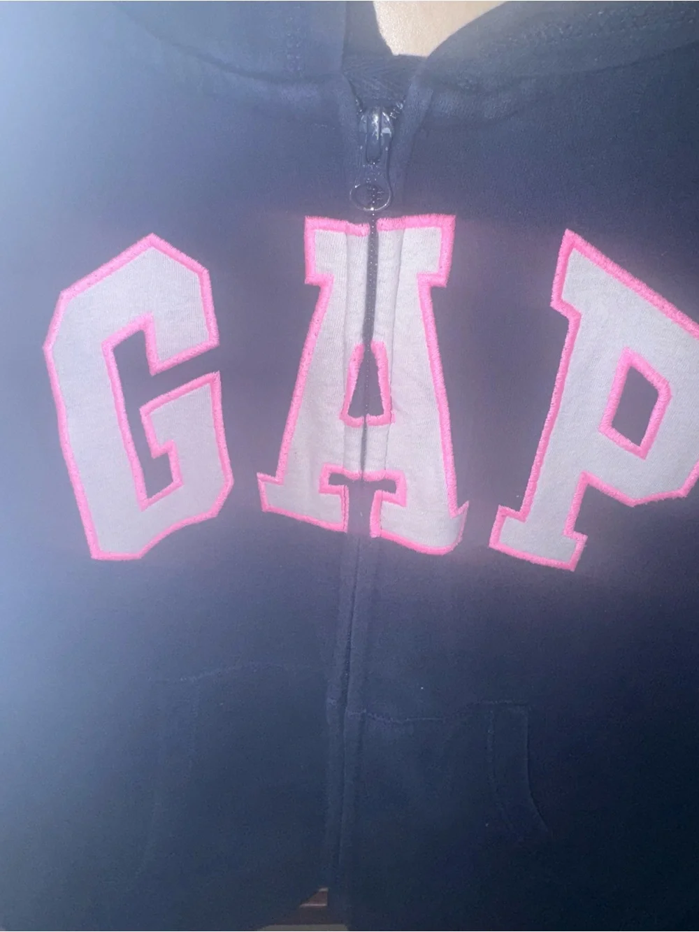Gap Kids Girls Logo Zip-Up Hoodie Navy Pink Size L (10)